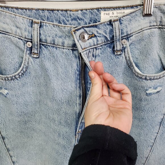 RAG & BONE NWT The Serena High-Rise Splice Jeans Wide Leg Oconee Womens 28 x 31" - Picture 5 of 16